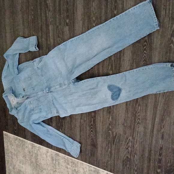 Lee Union- all coverall overall denim with heart patch S - Picture 2 of 16